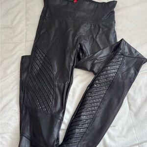 SPANX Black Faux Leather Moto Jeggings